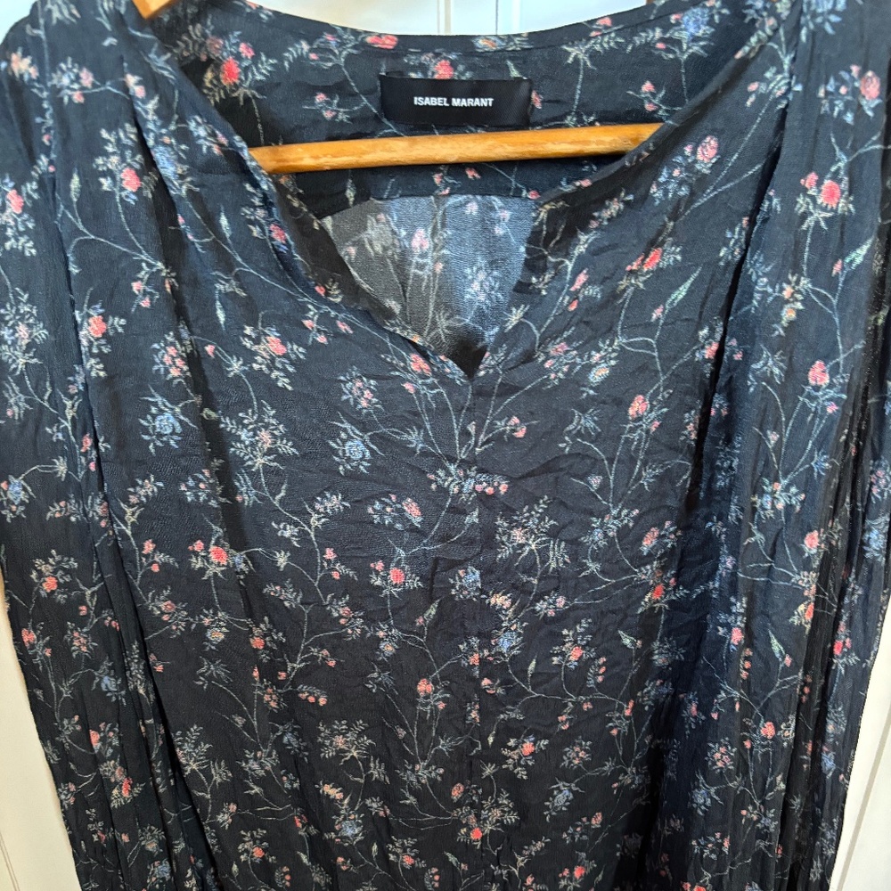 Isabel Marant silk blend black floral blouse
